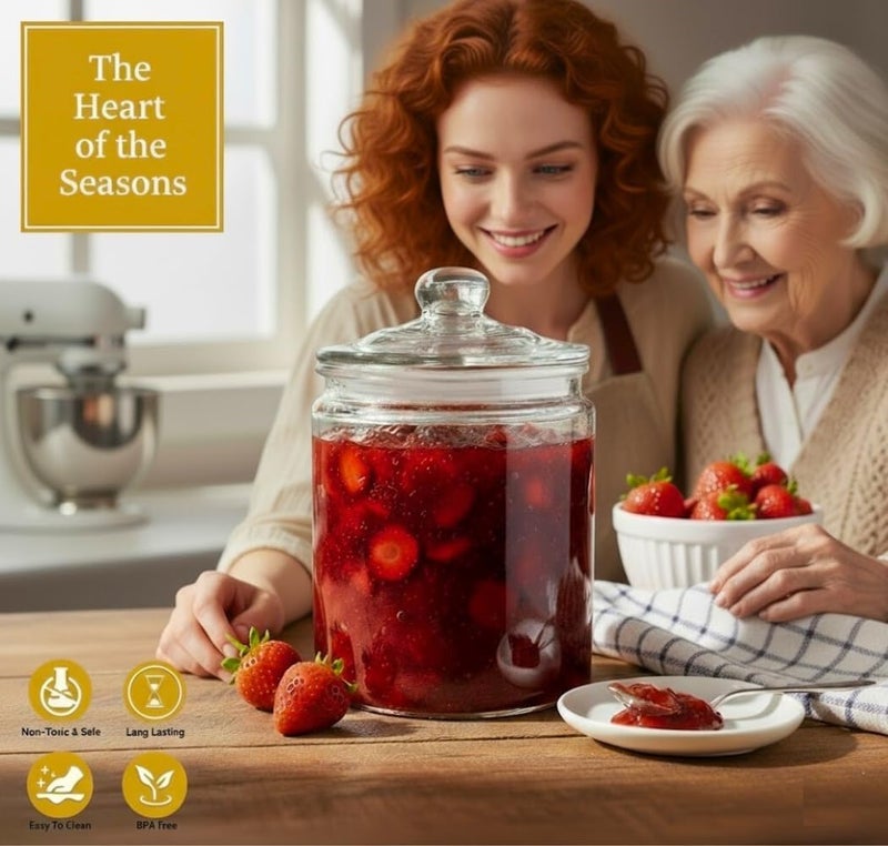 WERRO 1/2 Gallon Glass Jar Airtight With Lid - Extra Gasket - Glass Canisters With Lids, Wide Mouth, 64 oz Glass Cookie jar, Candy Jar, Dog Treats, Sugar, Food, Kitchen Storage and Laundry Room - Image 5